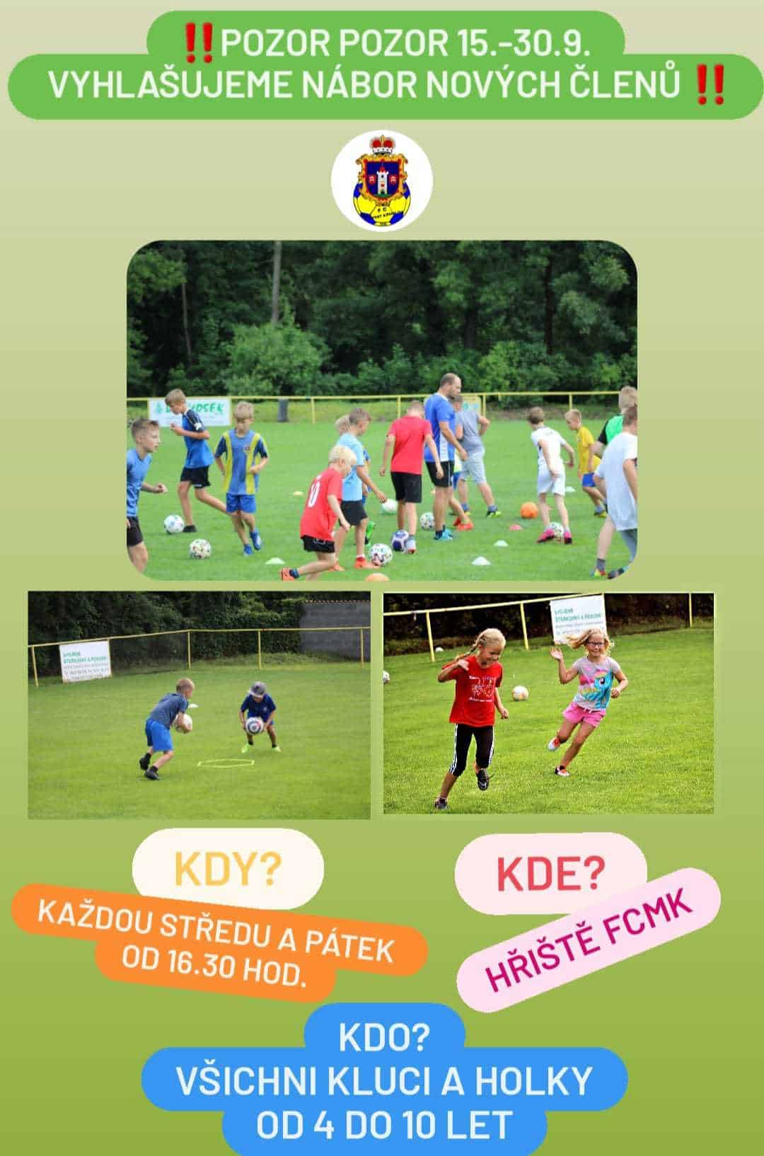 Pozor pozor FC Moravský Krumlov vyhlašuje nábor nových členů!!!!!